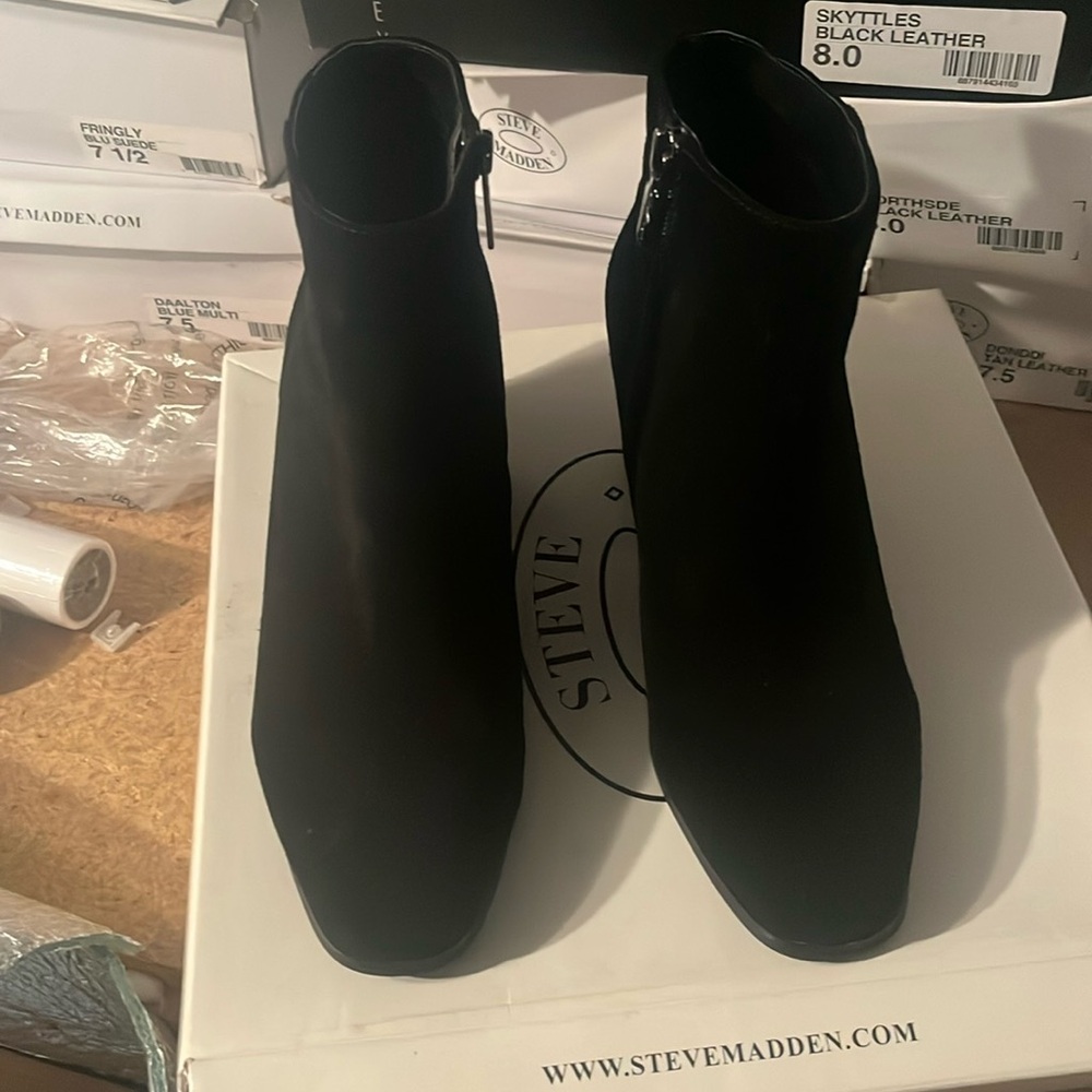 Black suede booties size 8